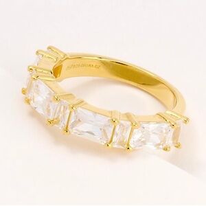 Diamonique Gold and White Ring